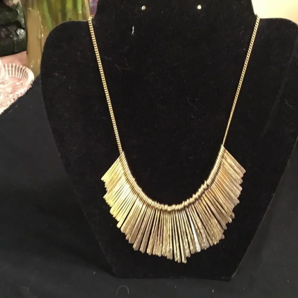 Goldtone Fan Necklace 